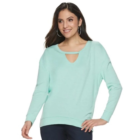 Juicy Couture Tops - Juicy Couture Aquamarine Cutout Sweatshirt